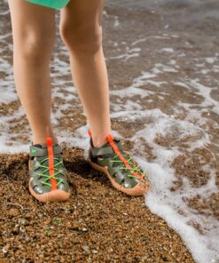 children's sandals, barefoot, into the water, Little Blue Lamb