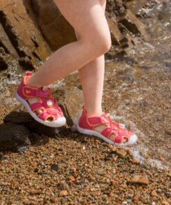 children's sandals, barefoot, into the water, Little Blue Lamb