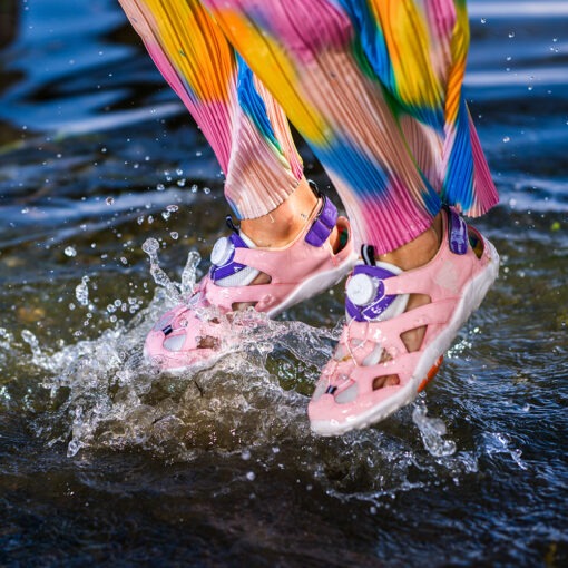 children's sandals, barefoot, pineapple